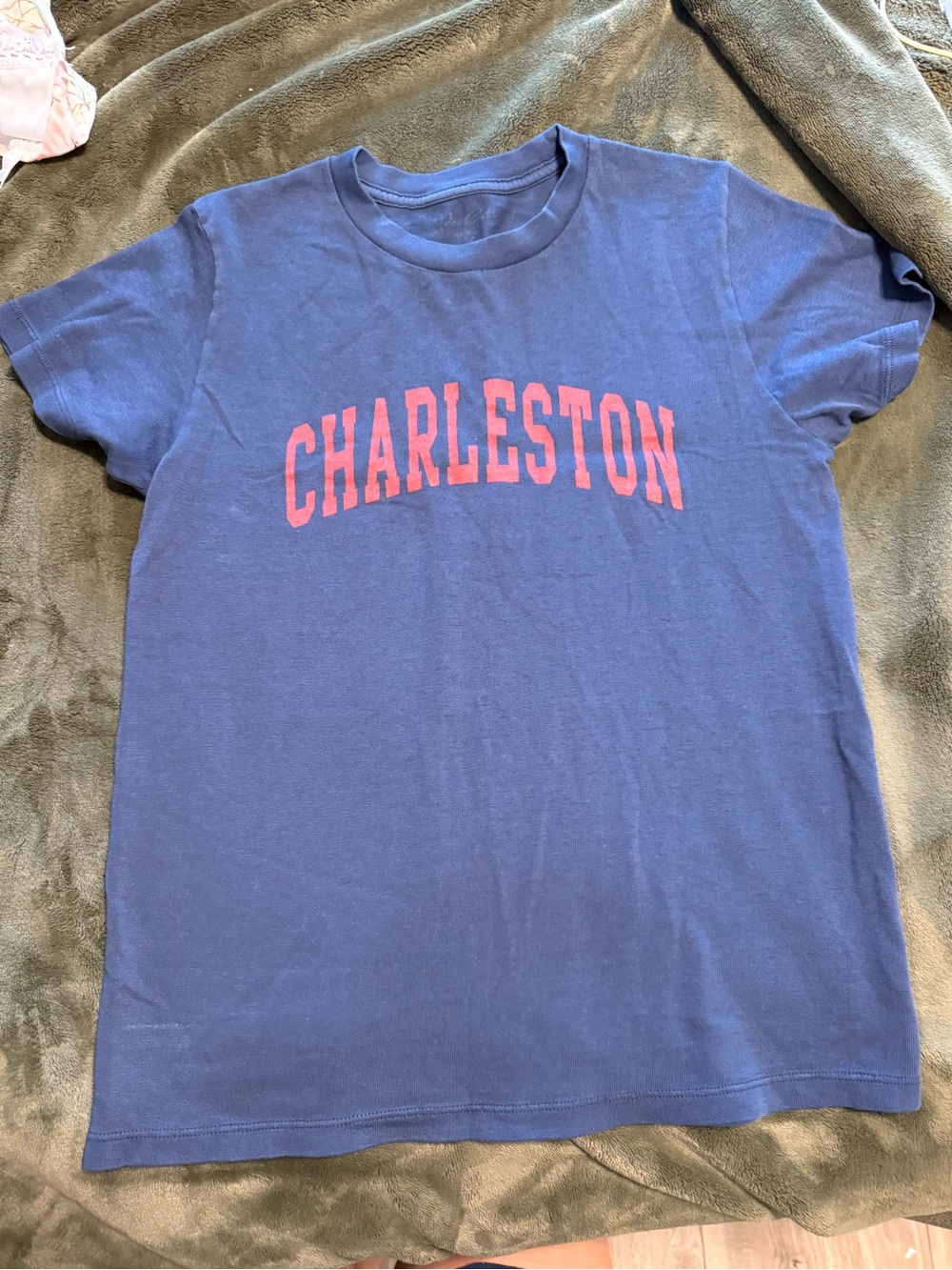Brandy Melville Blue Tee with Red Charleston Graphic